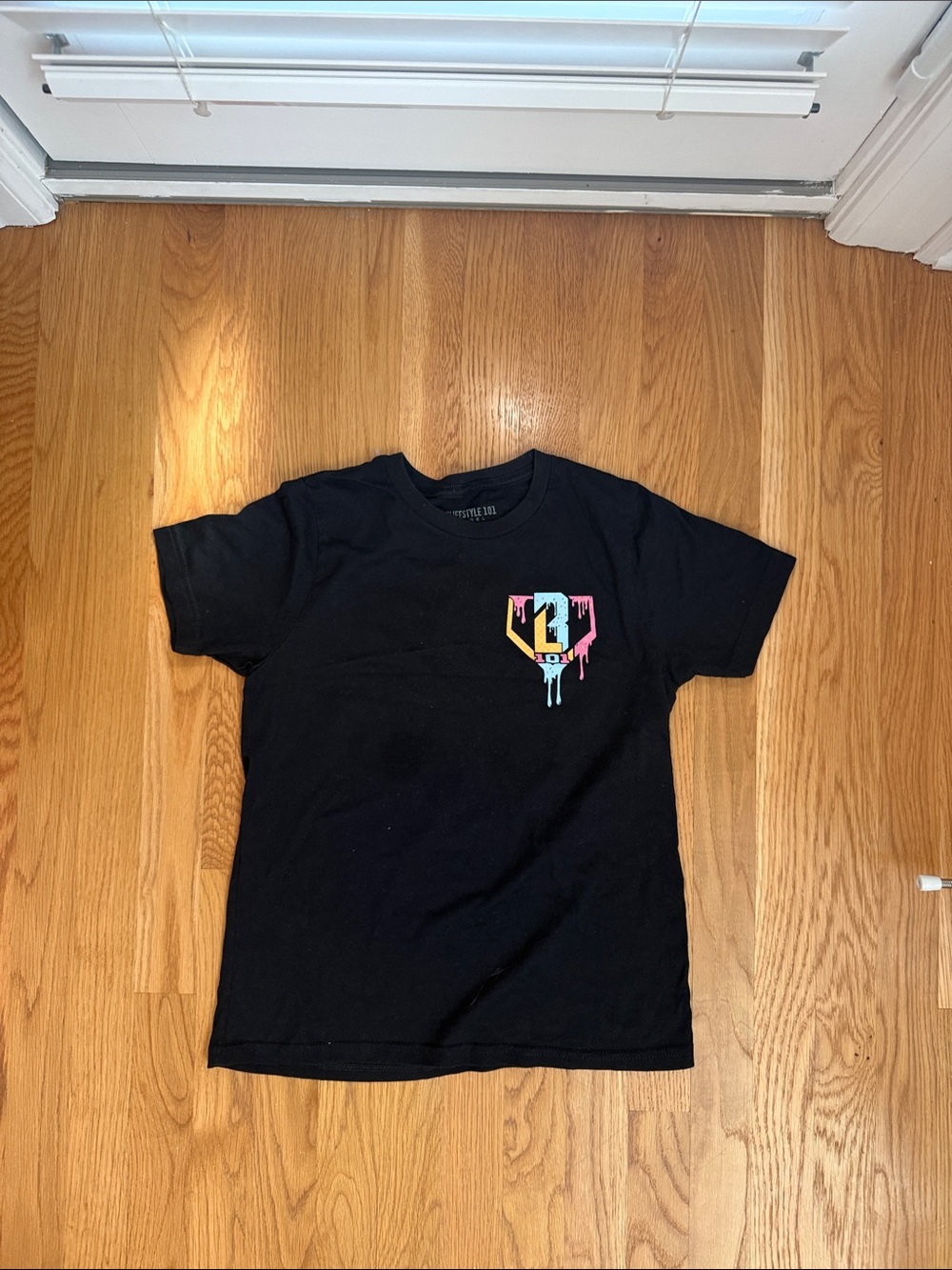Kids Black Short-Sleeve Tee with Color Drip Logo